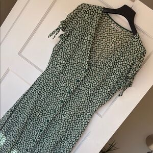 Reformation Green and White Floral Midi Dress